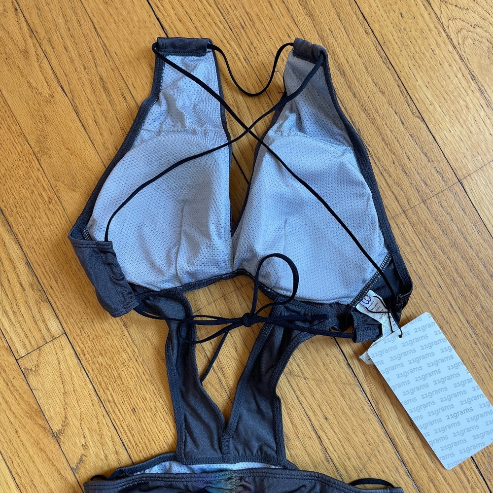 21gs Activewear "Natasha" Pole Swim Bodysuit in Dark Grey - NWT Multiple Sizes - Picture 5 of 10